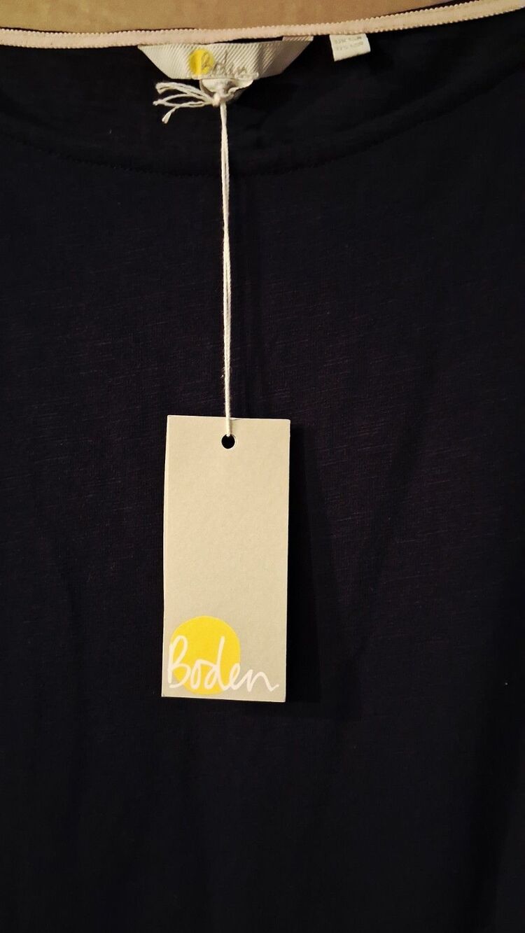 Boden Size 12 US Florrie Cotton Knit Dress Blue Pockets Sheath Minimalist NWT$90 - Picture 5 of 7